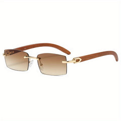 Rimless Sunglasses Men's Metal Hinge Ocean Slices Cut Edge