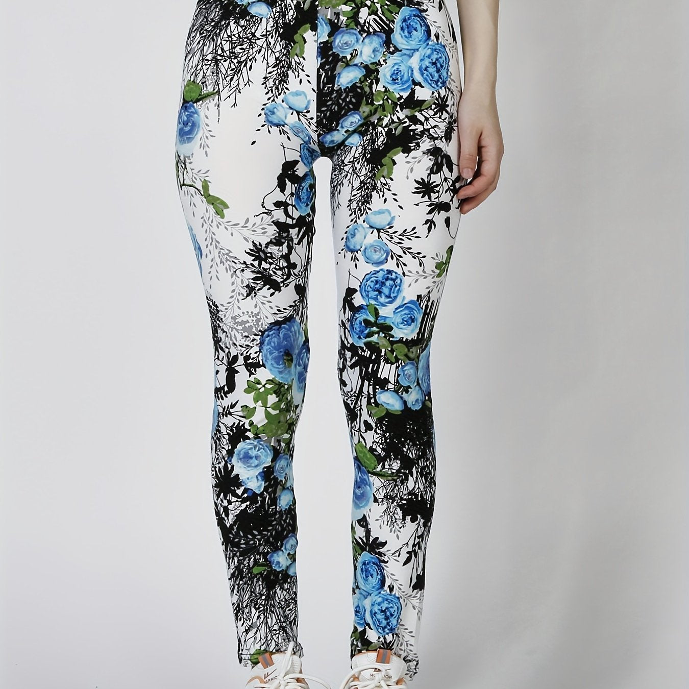 Floral Print Skinny Leggings Casual Stretchy Leggings
