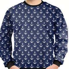 Teens 3D Anchors Print Sweatshirt Kids Casual Pullover