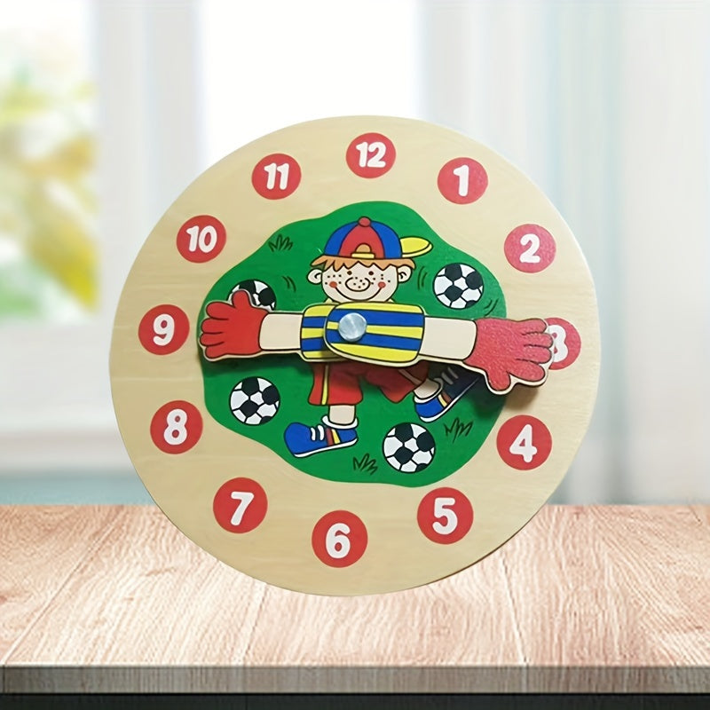Wooden Clock Educational Toy for Kids Football