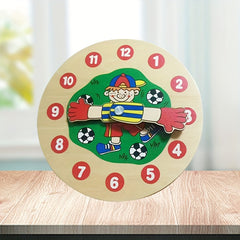 Wooden Clock Educational Toy for Kids Football