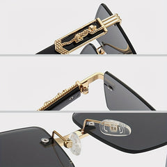 Men's Frameless Rectangular Sunglasses Retro PC Glasses