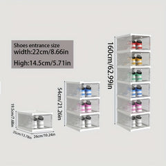 6pcs Foldable Shoe Storage Box Portable Stackable Shelf for Closet Bed