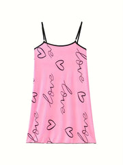 Heart & Art Letter Print Cami Nightdress