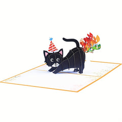 3D Pop Up Birthday Card Cat Farting Confetti Funny Card