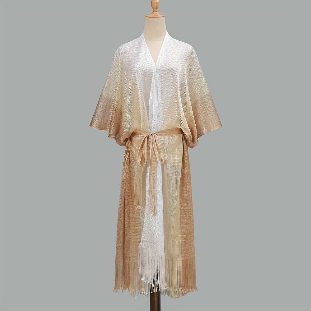 Gradient Block Large Shawl Bikini Swimsuit Sunscreen Cover Up