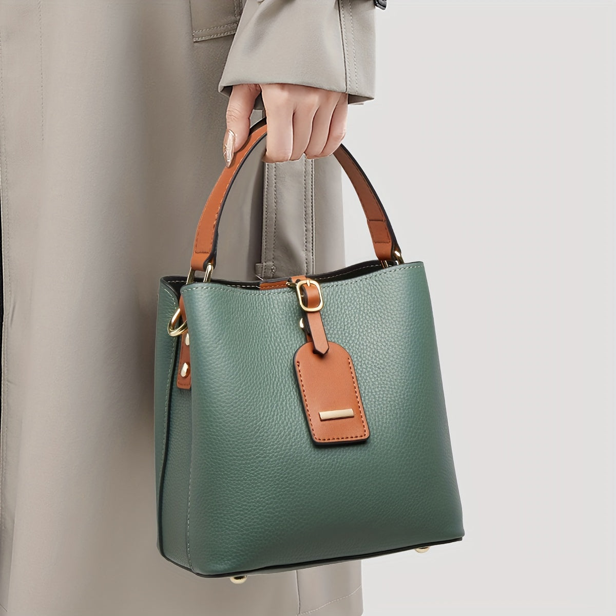 ZOOLER Large Capacity Leather Bucket Bag Crossbody