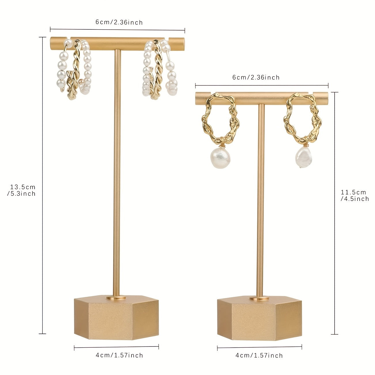 Golden Metal Earring T Bar Stand Retail Display Holder