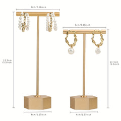 Golden Metal Earring T Bar Stand Retail Display Holder