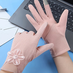Sunblock Lace Gloves Women's Cycling Thin Touch Screen Gloves