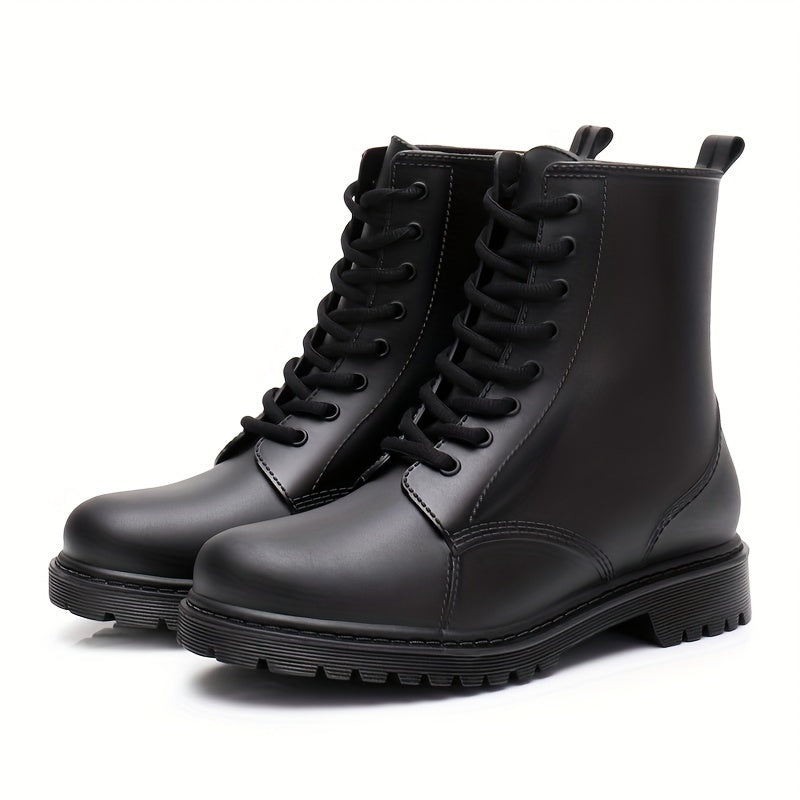 Women's Waterproof Lace Up Rain Boots Comfortable Non slip Outdoor Rain Boots