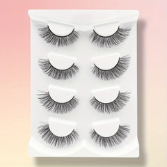 4 Pairs Natural 3D Silk False Eyelashes Lightweight Wispy Reusable Lashes