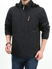 Men's Waterproof & Windproof Hooded Jacket Zipper Front