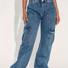 Women's Cargo Wide Leg Jeans