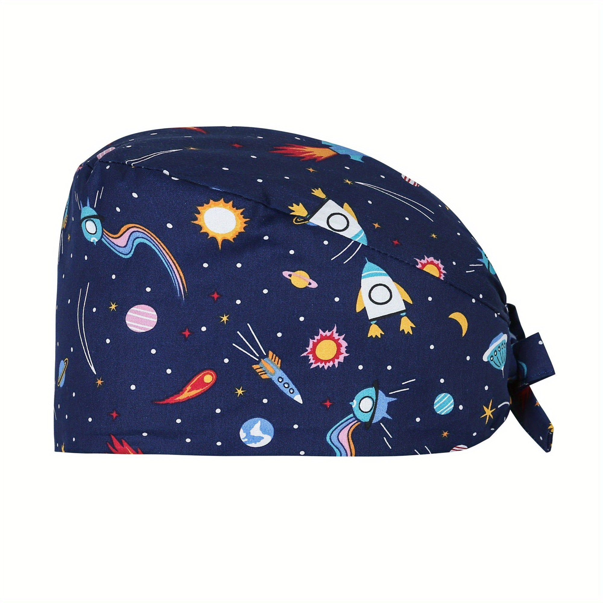 Cartoon Print Working Hats With Sweatband Animal Pattern Scrub Caps Nurse Hat