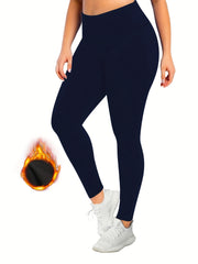 Sporty Leggings Women's Plus Solid High Rise High Stretch Skinny