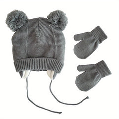 Winter Warm Knit Hat & Gloves Set for Newborn Baby