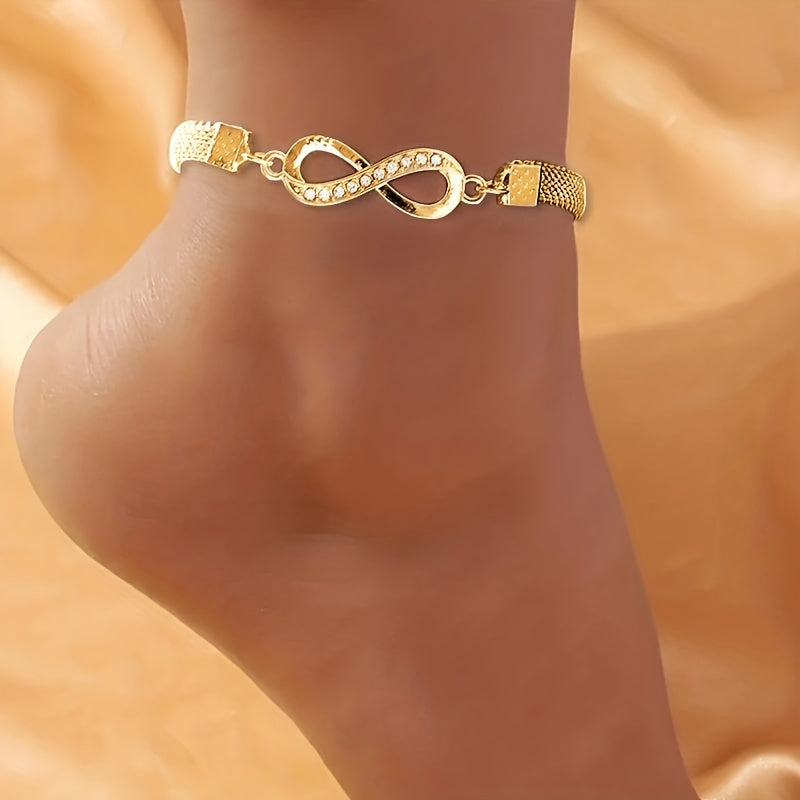 Zircon Inlaid Anklet, Sparkly Foot Jewelry Decor