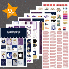 9 Sheets Paper Stickers For Bullet Journals Planner BUJO