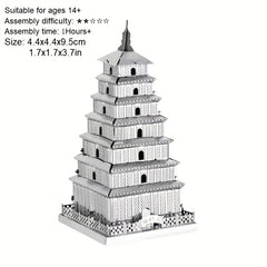 3D Metal Puzzle Ancient Pagoda & Lotus Flower Model Kit