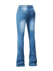 Flare Leg Low Waist Bootcut Denim Pants