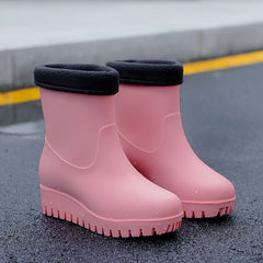 Women's Thick Soled Rain Boots Anti Slip Mid Tube Waterproof in Multiple Colors