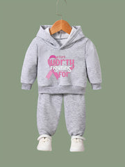 2pcs A CURE WORTH FIGHTING FOR Print Hoodies Pants Set