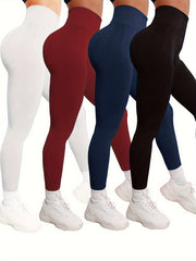 High Waist Yoga Leggings Solid Color Fitness Gym Sports Pants