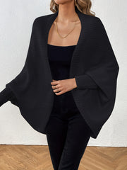Batwing Sleeve Knit Cardigan Open Front Solid Sweater