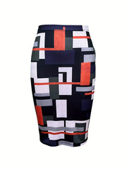 Geometric Pattern High Waist Bodycon Skirt
