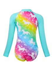 Toddler Girls Fish Scales Long Sleeve One Piece Swimsuit
