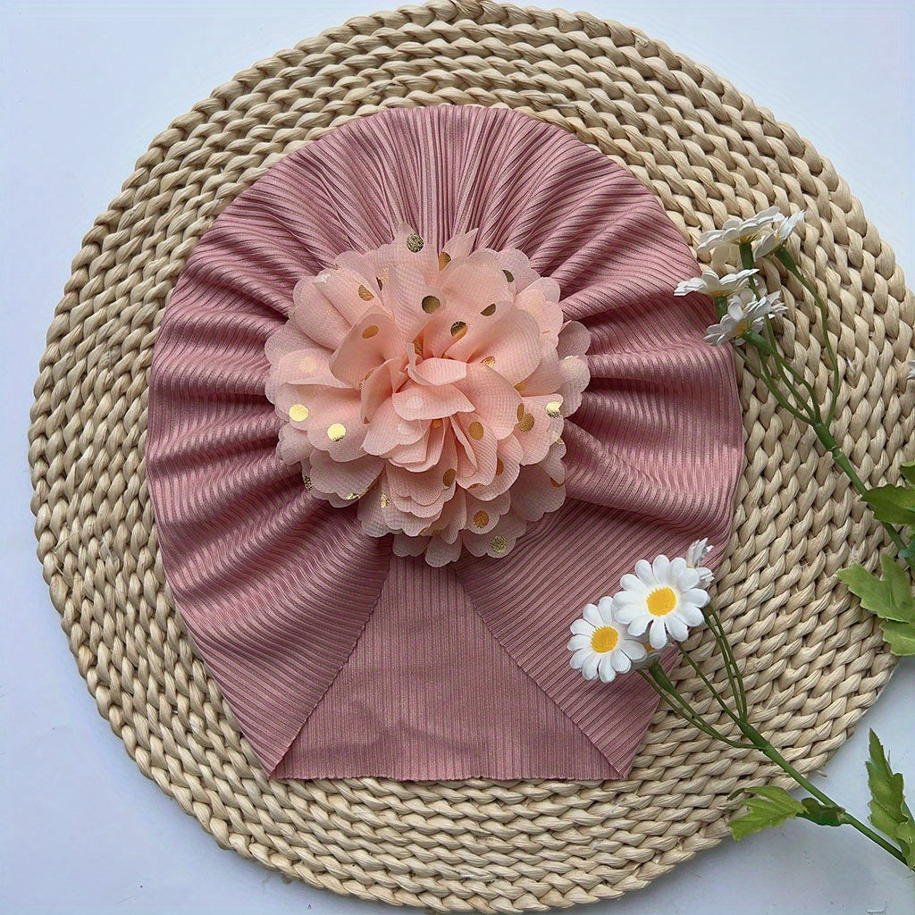 Baby Girls Sweet Brimless Hats Soft Flowers Decor Head Wrap