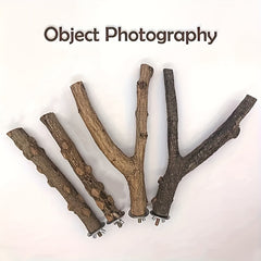 4pcs Nat. Wood Bird Perch Stands Parrots Cage Accessories Fun Toy