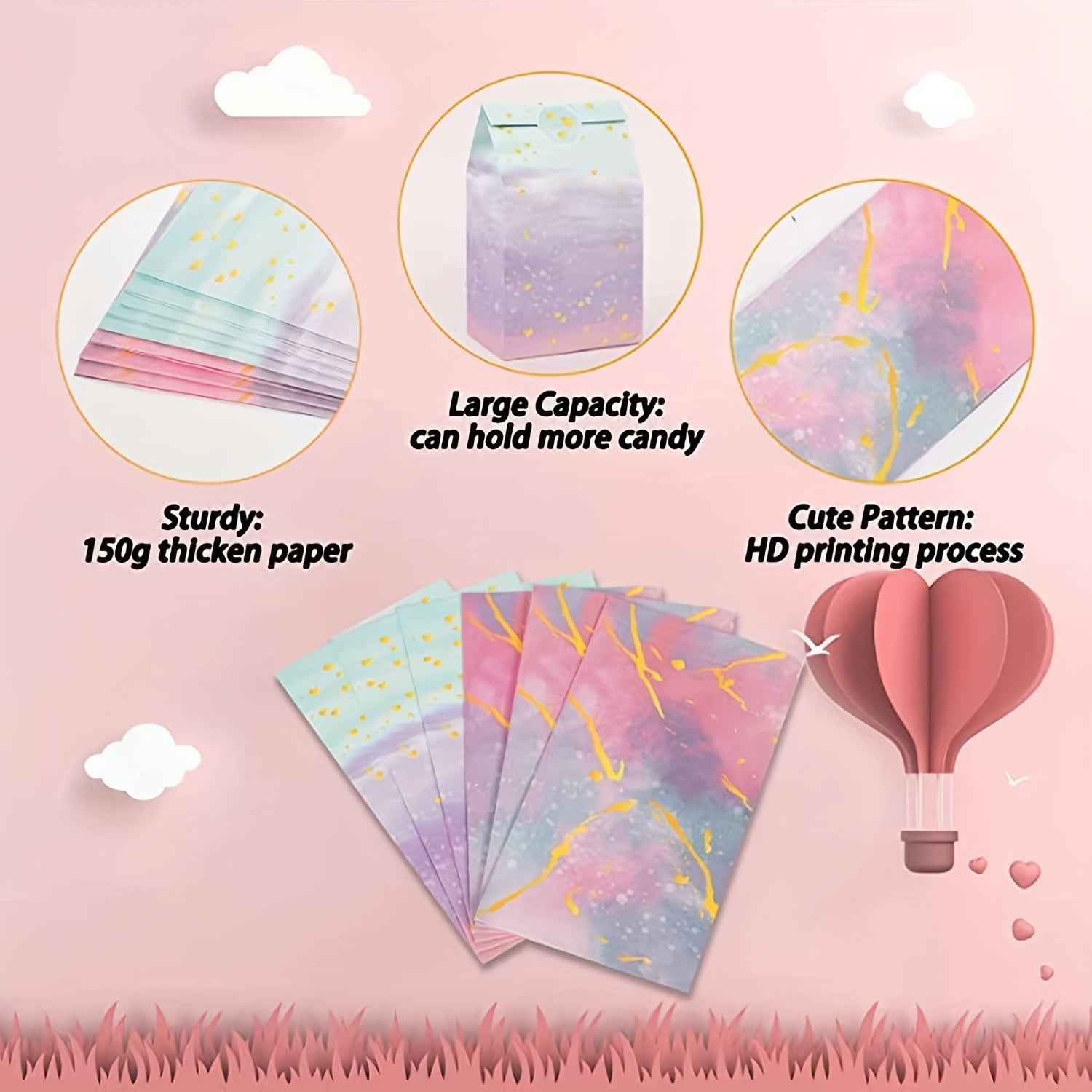 12pcs Pink Princess & Mermaid Unicorn Party Favor Bags for Girls