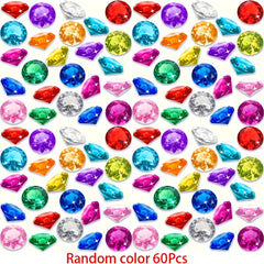 60pcs Diving Gem Pool Toys Acrylic Pirate Treasure Chest