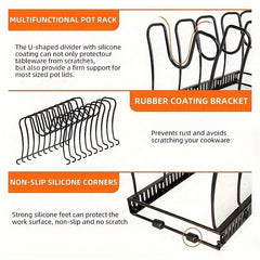 Rubber Coated Expandable Pot & Lid Organizer for Cabinet Storage