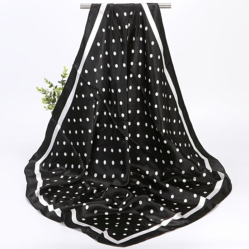 Polka Dot Print 88 Square Scarf Lightweight Silk Faux Scarf