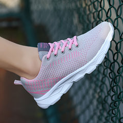 Women's Mesh Knitting Sneakers Lace-up Thick Sole Running Shoes