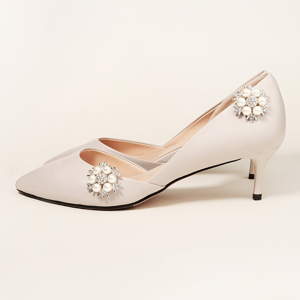 Crystal Rhinestone Pearl Shoe Clips Floral DIY Shoe Buckle Wedding Party