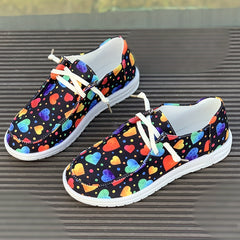 Women's Heart Pattern Skate Shoes, Polka Dot Decoration