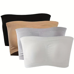 4pcs Strapless Bandeau Bras Soft Stretch Women's Lingerie