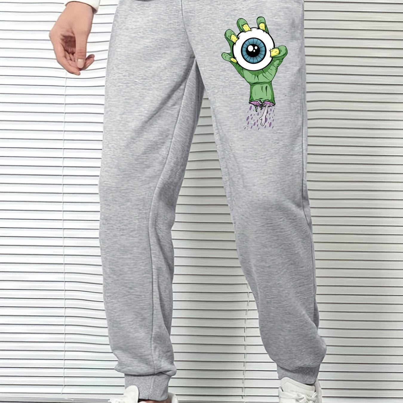Men's Cartoon Eye Casual Joggers Drawstring Sports Pants