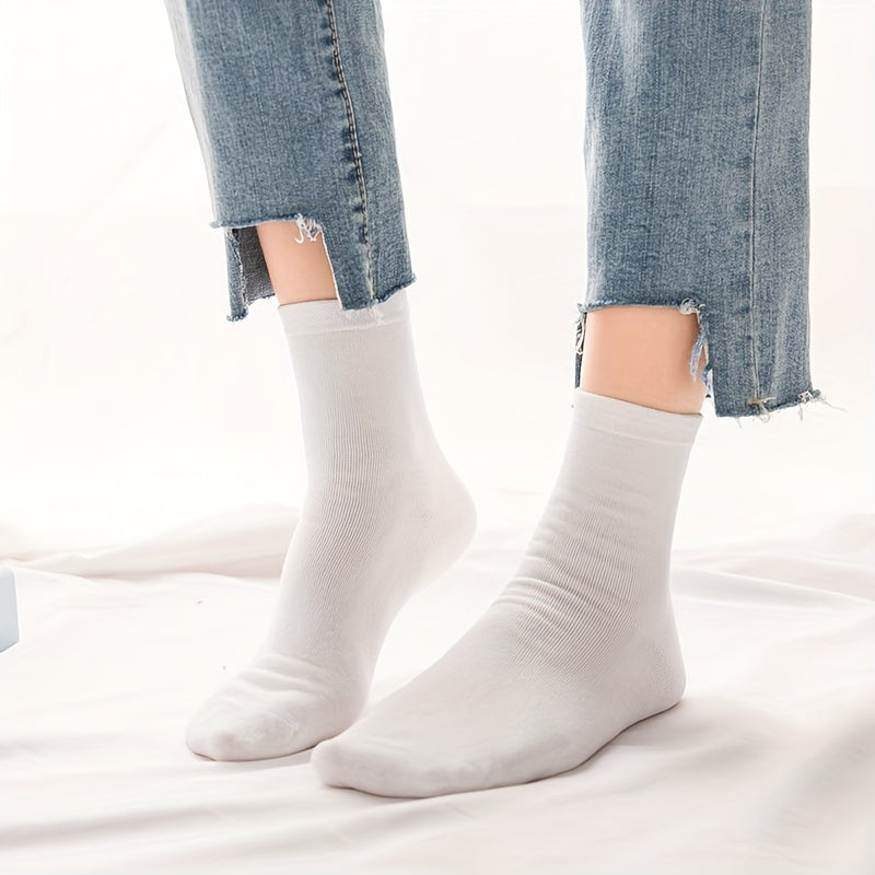 6 Pairs Solid Crew Sports Socks Women's Stockings