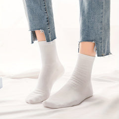 6 Pairs Solid Crew Sports Socks Women's Stockings