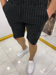 Men's Slim Fit Stripe Shorts Straight Leg