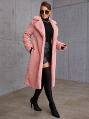Plush Lapel Neck Coat for Winter Women's Outerwear