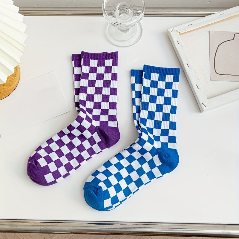 Plaid Print Socks Breathable All-match Stockings Women's Hosiery