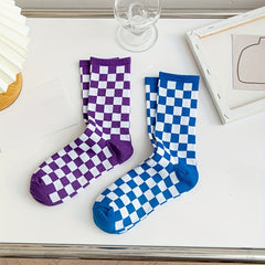 Plaid Print Socks Breathable All-match Stockings Women's Hosiery