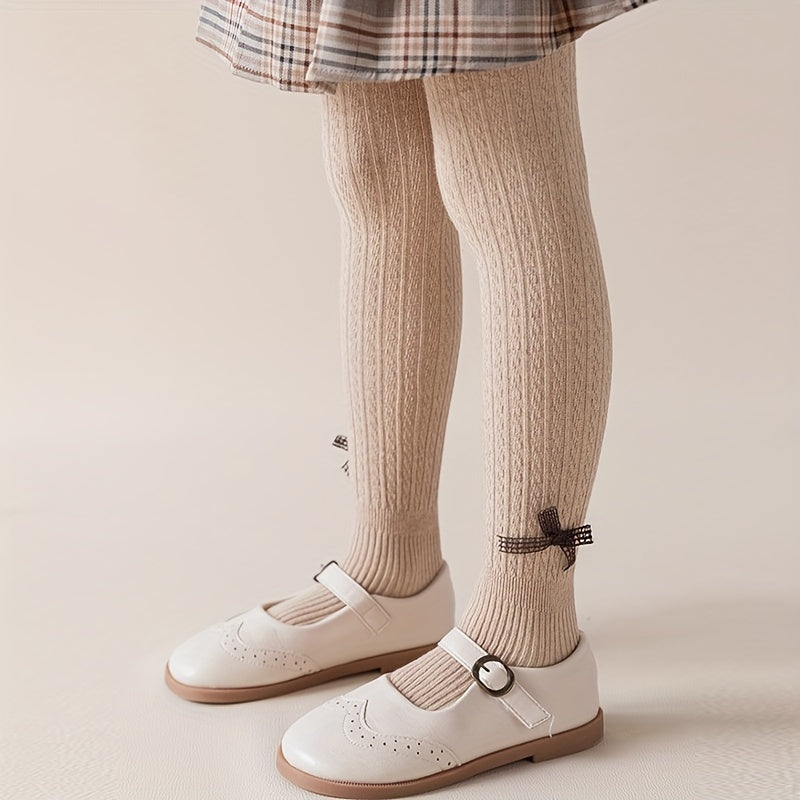 Cartoon Knit Pantyhose with Bow - Girls Leggings