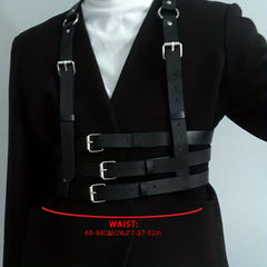 Men's PU Leather Suspender Harness Belt for Suit Shirt